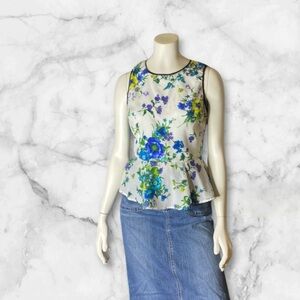 Sleeveless floral rear zipper skirt top